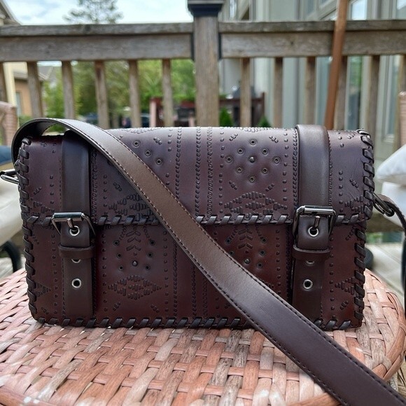 Francesco Biasia Tooled Leather Rectangular Shoulder Bag NWOT - Picture 13 of 14